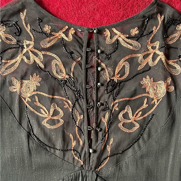 Free People Black Embroidered and Embellished Long Sleeve Dress - Picture 9 of 10